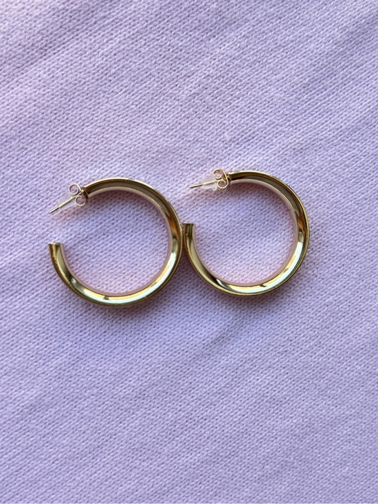 None Jewelry - Polished Gold Tone Hoop Earrings — Sleek Everyday Hoops
